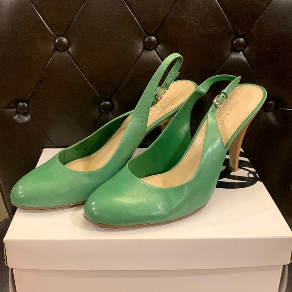 Nine West Green Sling Back Pumps